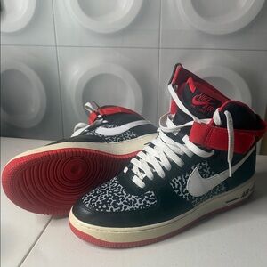 Nike High-Top Sneakers in Black, Red & White